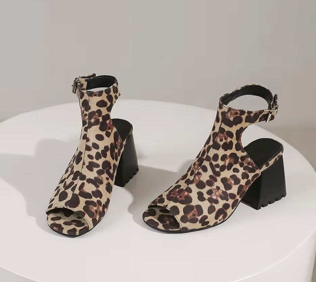 Shyla Leopard Peep Toe - Size 4 (eu36) IN STOCK