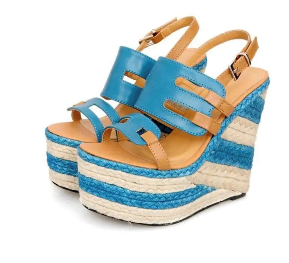 Ocean Woven Wedge Sandals