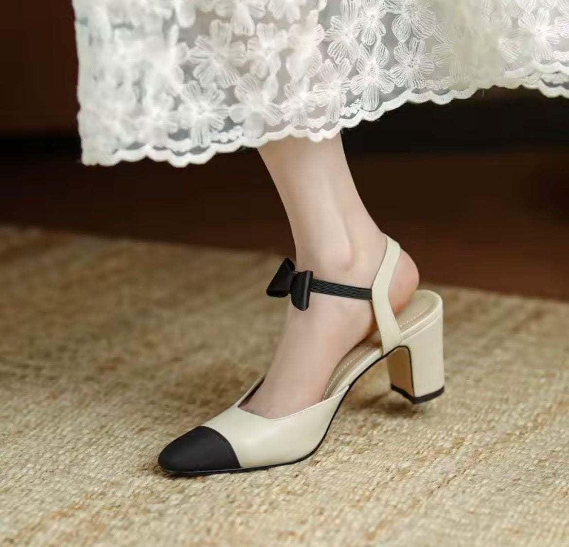 Carly Bow Heels Cream Size 1 IN STOCK