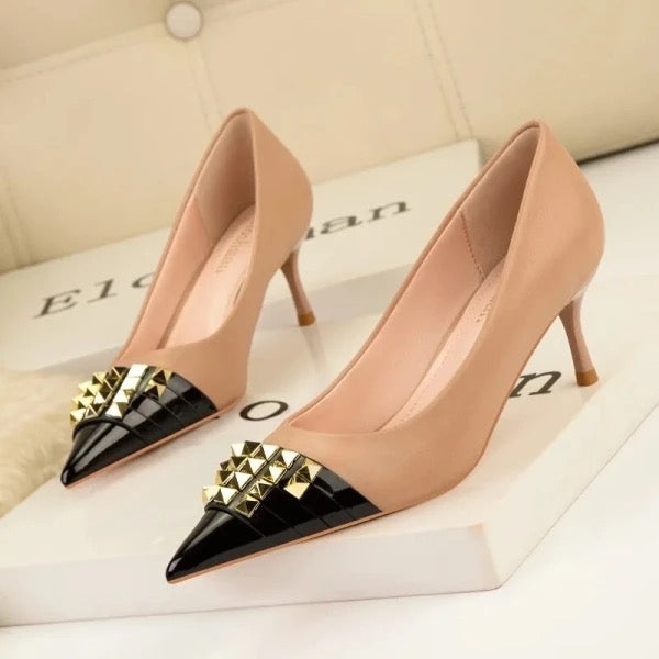 Roxie Studded Two-Tone Pumps