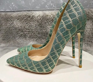 Kelly Checkered Print Heels