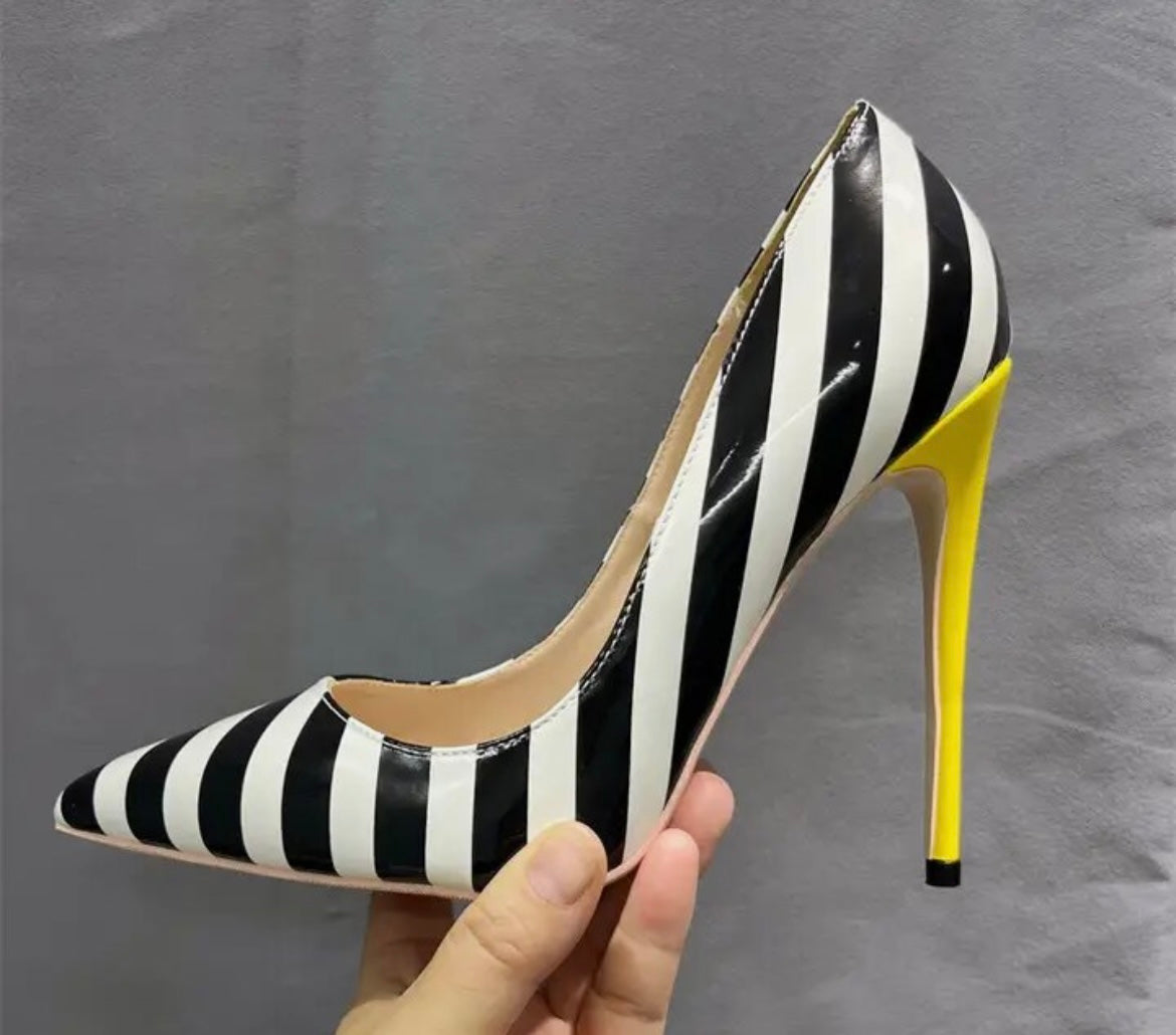 Madeline Monochrome Stripe Heels
