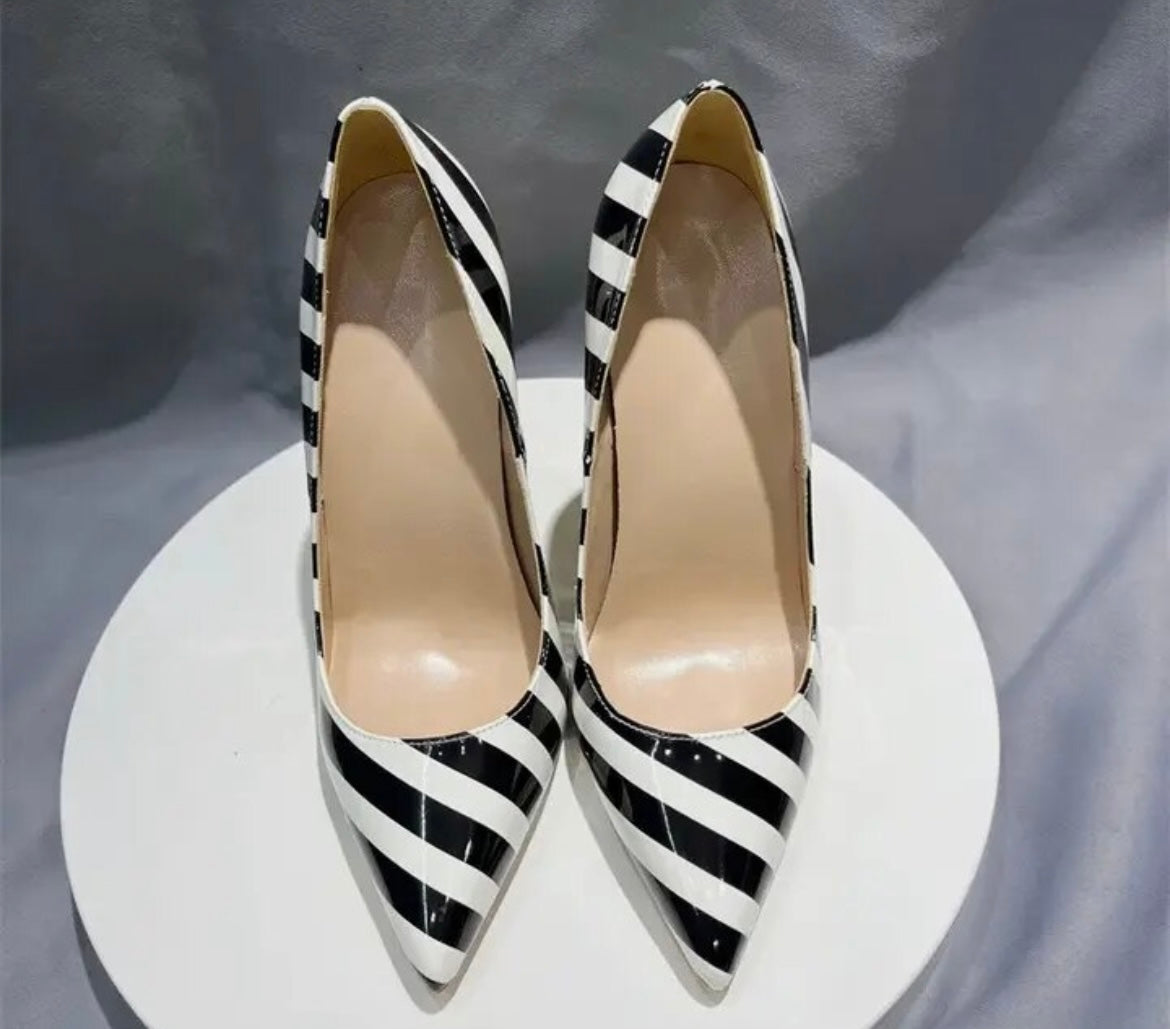 Madeline Monochrome Stripe Heels