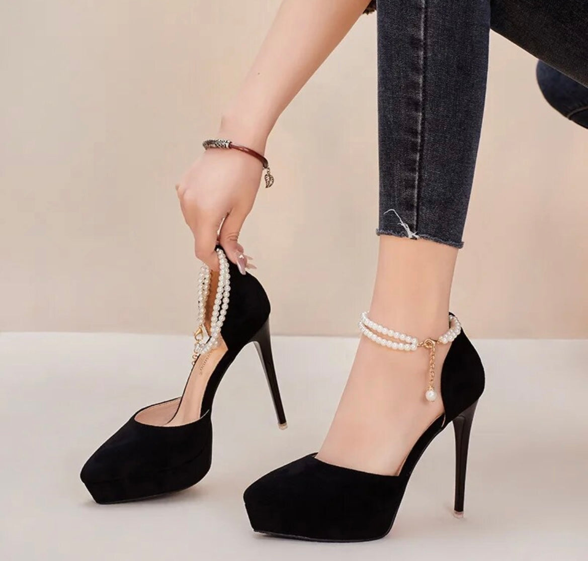Mabel Pearl Strap Heels