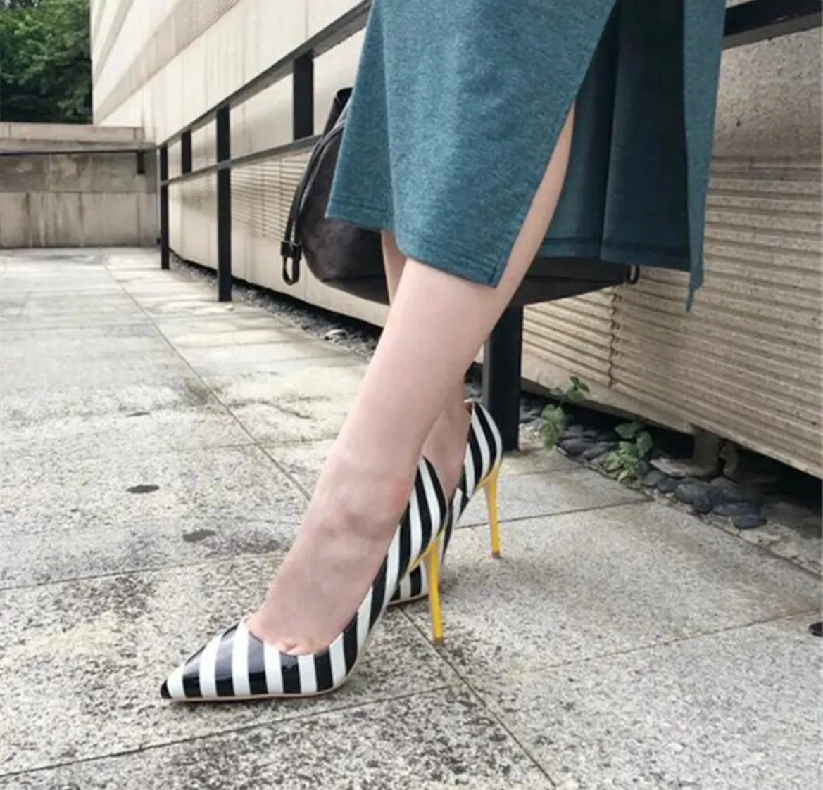 Madeline Monochrome Stripe Heels