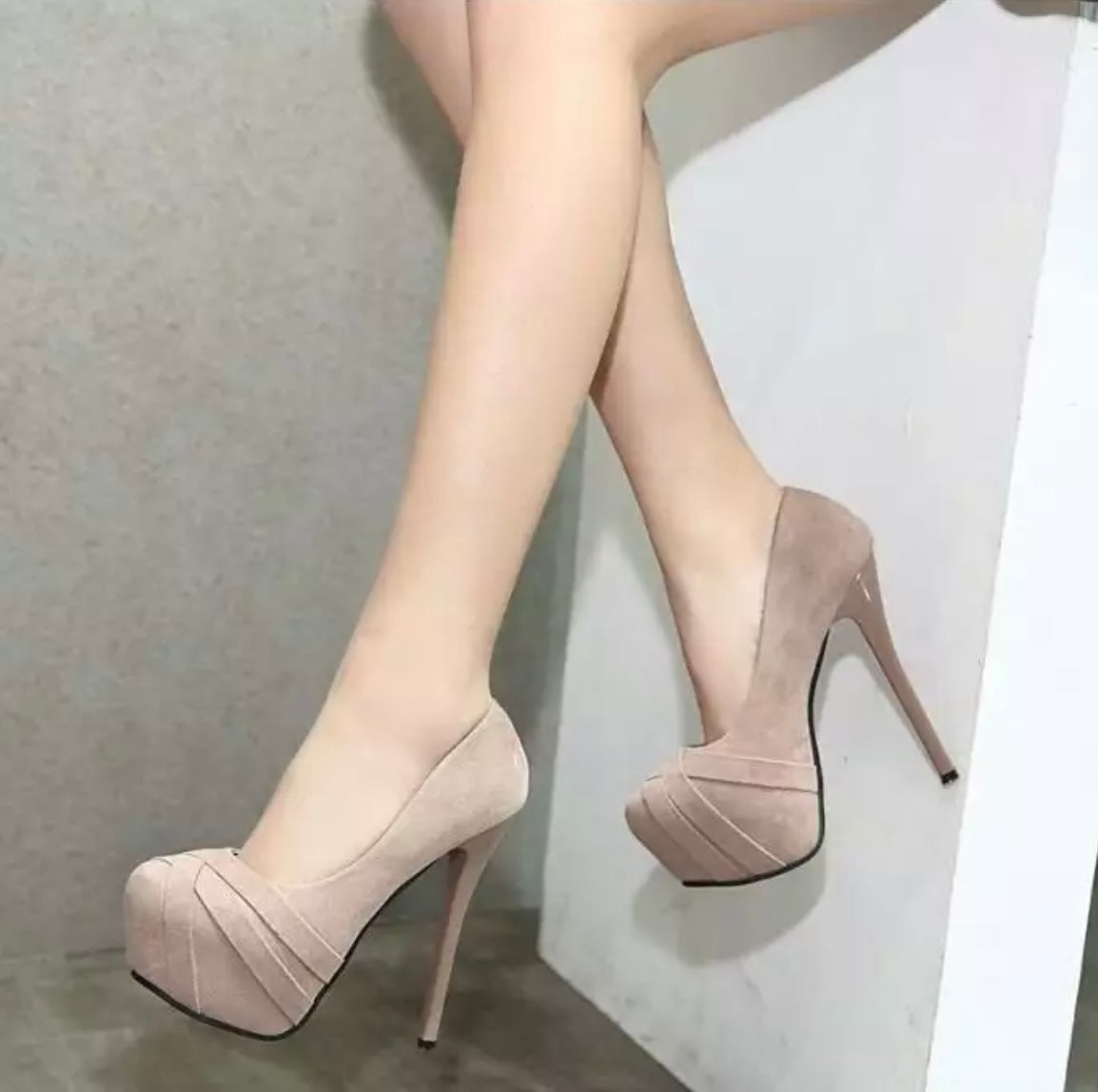 Nude bandage high heeled pump shoes