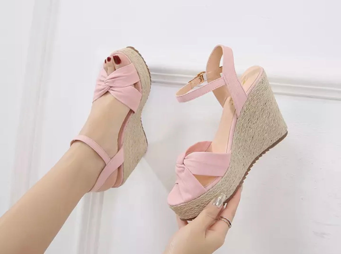 pink espadrille wedge sandals
